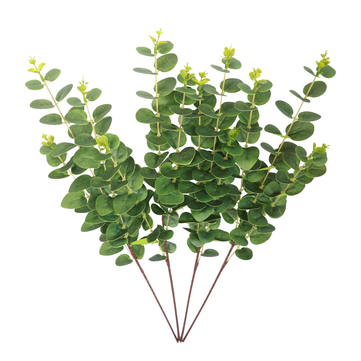 4Pcs 32" Tall Green Artificial Eucalyptus Leaves Greenery Stems Fake Flowers Plants Branches For Vase Home Decor Indoor Office Arrangements Decoration