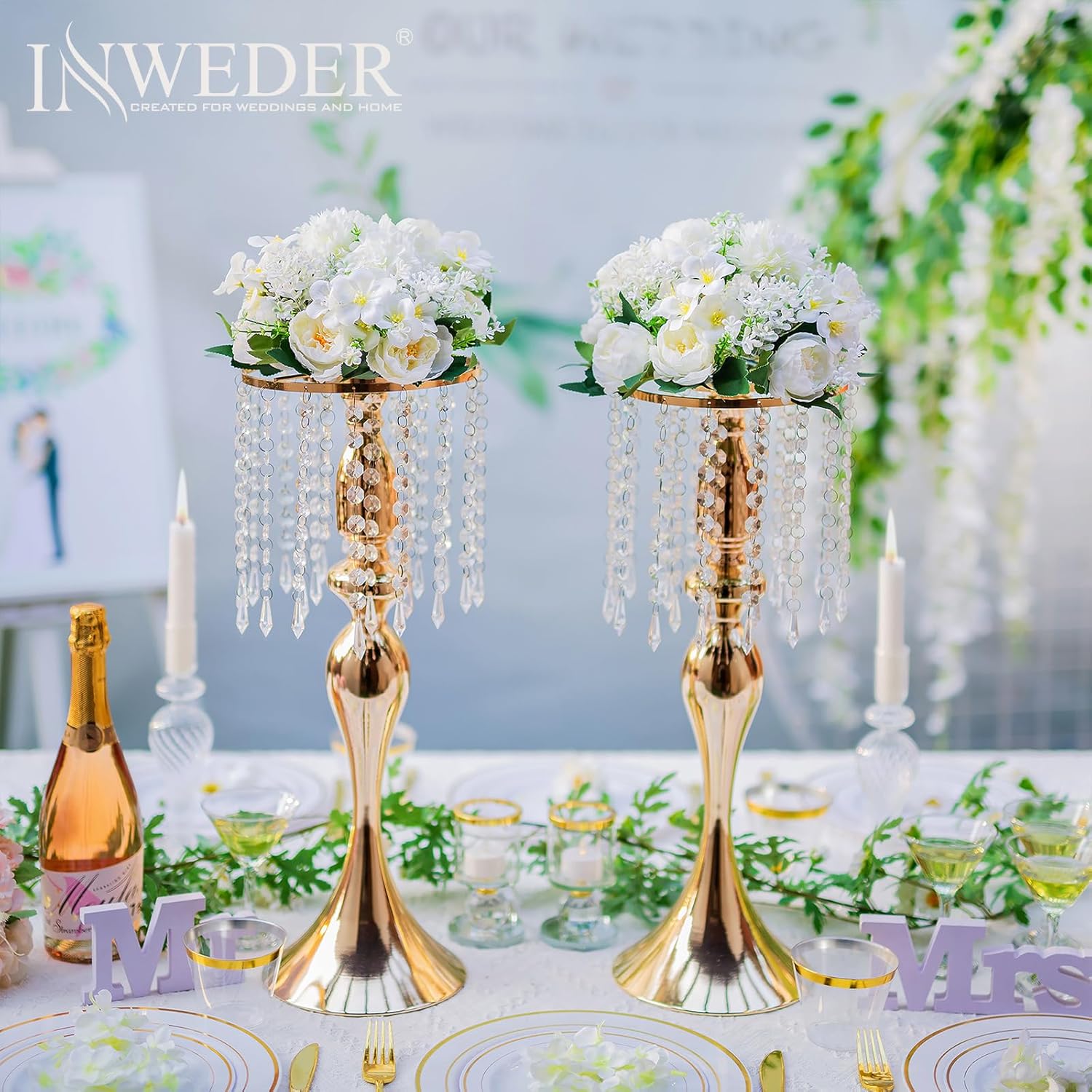 Flower Balls Centerpieces For Tables: 2 Pcs White Flowers For Centerpieces Floral Arrangements Centerpiece For Wedding Party Celebration Home