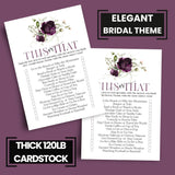 Purple Passion Bridal Shower Games - Would She Rather & This Or That Game - 25 Card Pack For Graduation Parties, Rehearsal Dinners & Birthdays - Modern Floral Design