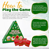 : Holiday Charades - Game With Props, Includes 60 Christmas Themed Prompt Cards, Family Christmas Party Game, Adults Kids 6+, 2+ Players