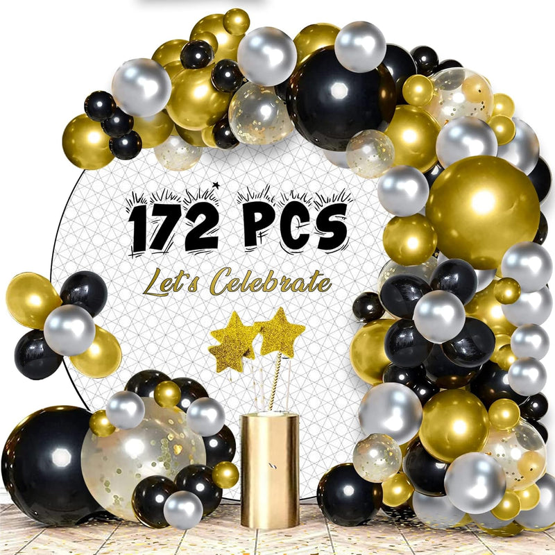 Raytrade Balloon Garland Arch Kit 172Pcs Black And Gold Balloons Chrom