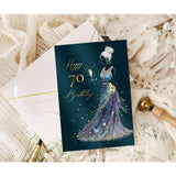 70Th Birthday Card For Women Stardust Lady - Premium 70Th Birthday Cards For Women With Premium Paper Envelope And Real Wax Seal - 6.7 X 4.5 Inch
