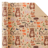 Kraft Jungle Baby Shower Wrapping Paper Roll - Mini Roll - 17 Inch X 16.5 Feet - Oh Baby And Little Woodland Animal Wrapping Paper For Baby Shower, Kids Girls Boys Birthday