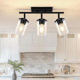 3 Light Adjustable Black Track Ceiling Light Semi Flush Mount with Glass Shades