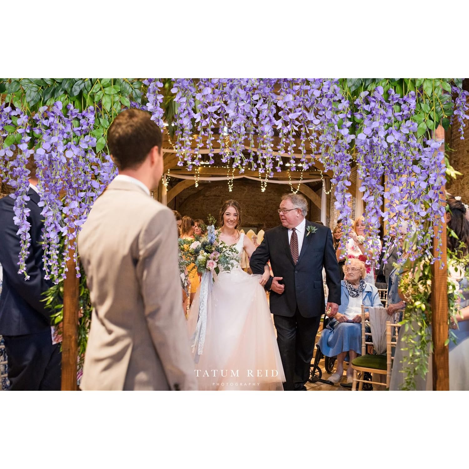 12 Pack 3.6 Feet Artificial Fake Wisteria Vine Ratta Hanging Garland Silk Flowers String Home Party Wedding Decor (Purple 2)