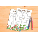 Baby Shower Games For Boys Girls, Dinosaur Baby Bingo Game For Baby Shower, Tropical Dino Baby Shower/Gender Reveal Parties Decorations, 5" X 7" Double-Sided Cards(30 Games)-C03