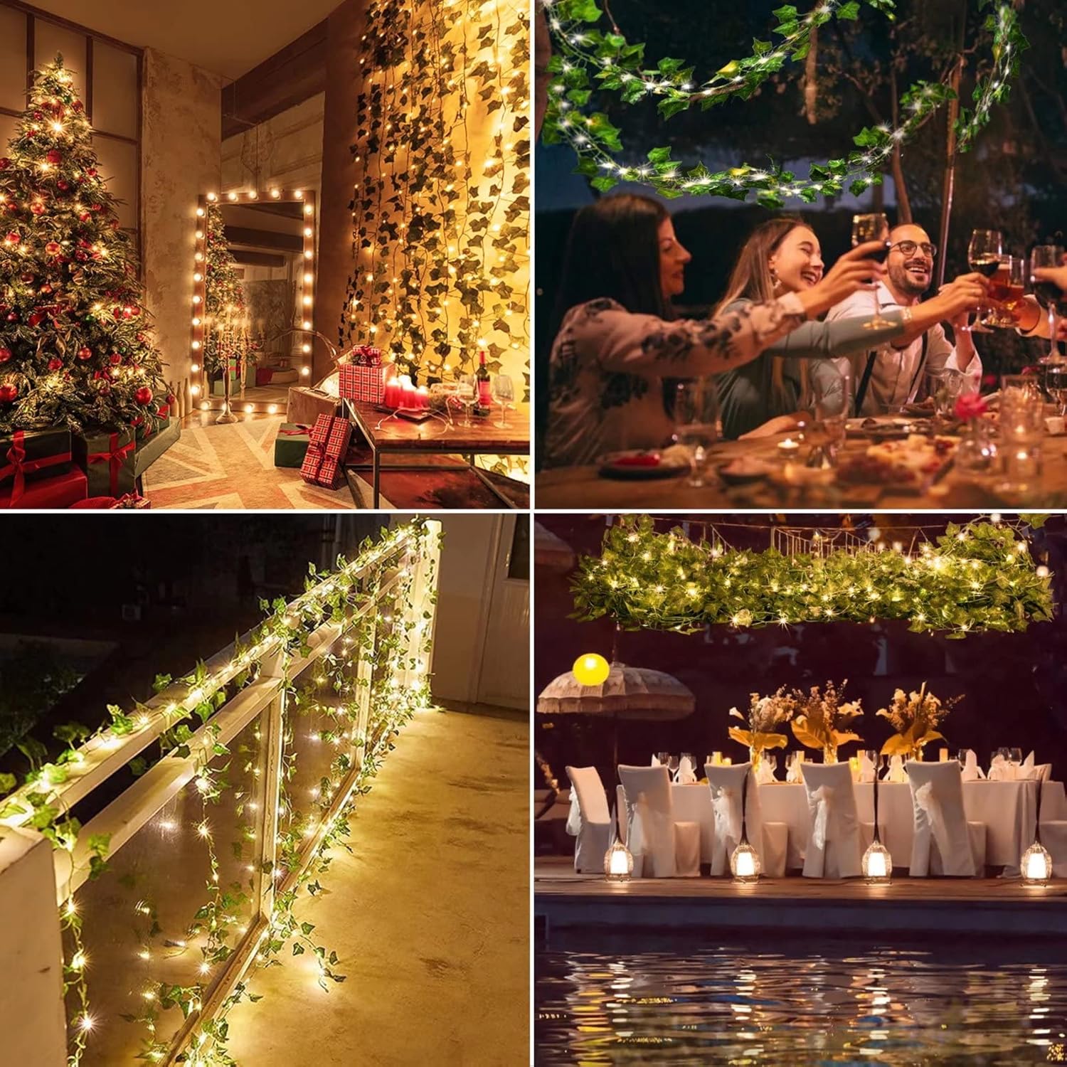 168 Ft Artificial Ivy Garlands With 400 Led /132Ft String Light Fake Vines For Bedroom Decor Ivy Leaves Greenery Faux Hanging Plants Green Flowers Decor For Home Kitchen Garden Office Wedding Wall