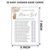 Bear Balloon 30 Guess Who Mom Or Dad Game Cards, We Can Bearly Wait Gender Reveal Party Supplies Favors (5"X7") - E05