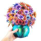 African Daisy Vase Pop Up 13 Inch Paper Flower Bouquet Greeting Card With Blank Note & Envelope, Ideal Gift For Celebrating Love, Holiday, Birthday, Anniversary, Mother'S Day, Housewarming, Wedding