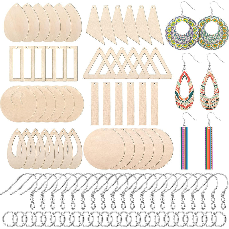 198 Pieces Wooden Dangle Earring Making Kit, Including 48 Pieces Wooden Diy Pe