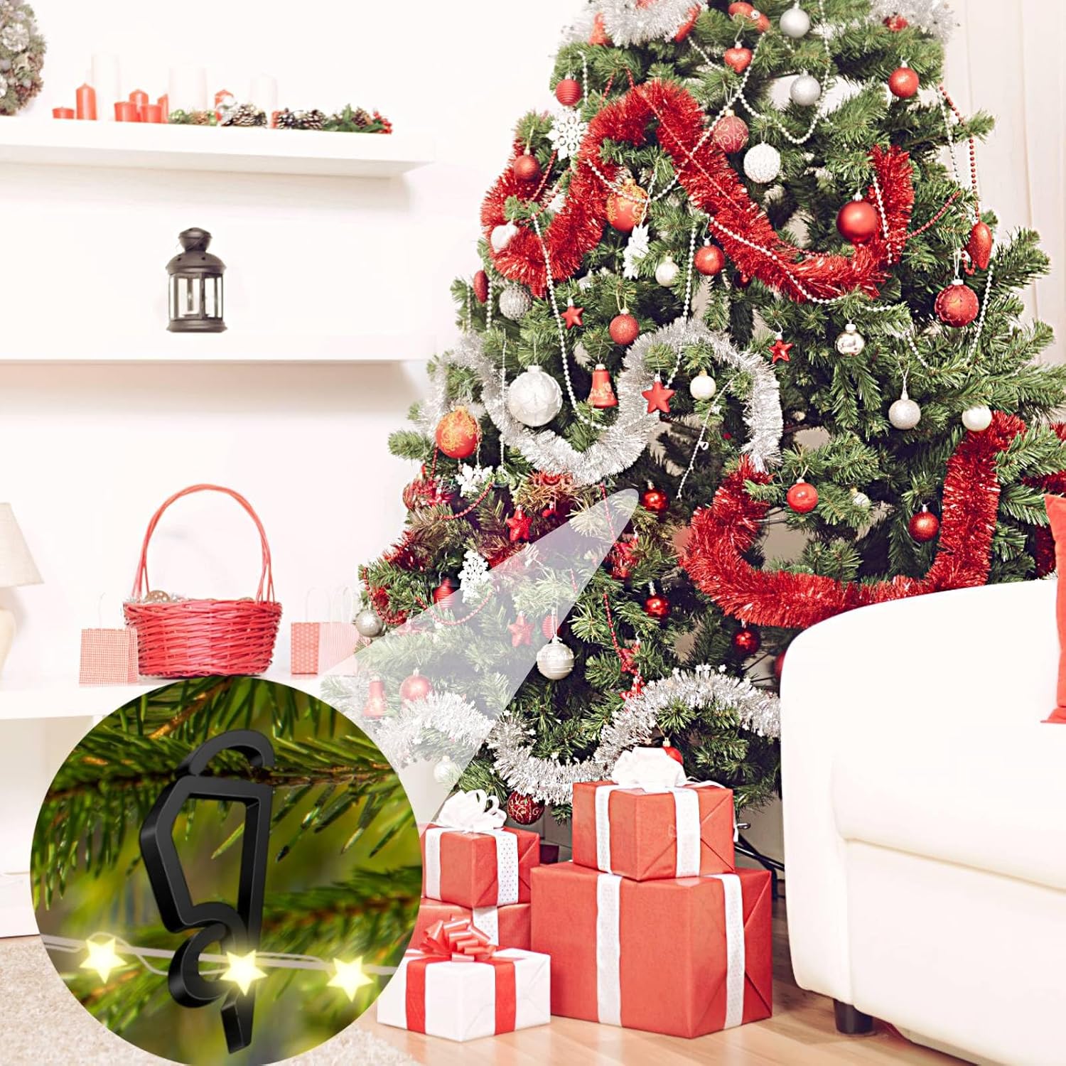 Christmas Light Clips Outdoor Gutter Hooks, 120 Pcs Gutter Clips For Hanging Outdoor Lights, Holiday Gutter Hanger Hook Plastic Weatherproof For Halloween Christmas Decor String Light