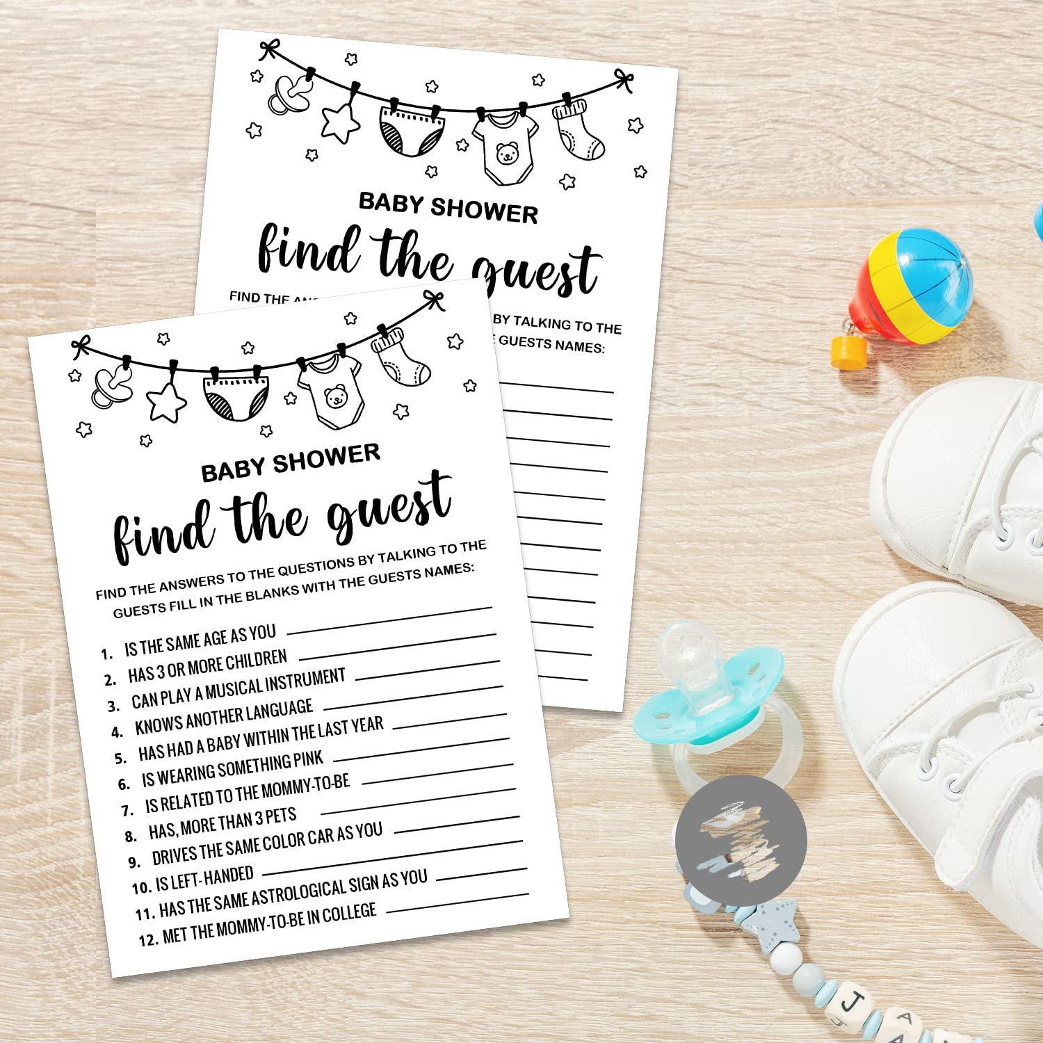 Baby Shower Games, Find The Guest Baby Shower Game, Gender Reveal Party Supplies, Baby Shower Decorations, Baby Shower Party Games Supplies & Activities, 30 Game Cards Included