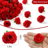 100 Pcs 1.3 Inches Mini Red Rose Head Fake Red Roses Artificial Flowers For Home Diy Flower Wall Party Birthday Decor