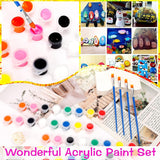 Mini Acrylic Paint Set,12 Set Washable Filled Paint Sets In 8 Colors,Acrylic Paint Strips With 23 Paint Brushes,For Art Craft Home Birthday Party Favors