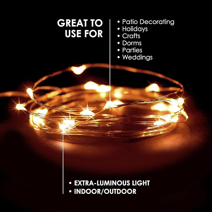 30 LED Fairy String Lights Battery Powered Waterproof Warm White Twinkle Lights 9.5FT Decorative Lights for Bedroom Living Room Wedding Holiday Indoor Outdoor Decor