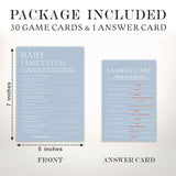 Baby Family Feud Game Kits For Baby Shower - Minimalism Sky Blue - 30 Fill In The Blank Game Cards With 1 Answer Card Each Set, Gender Reveal, Gender Neutral?Party Favor & Decor - B05