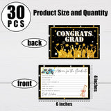 30 Graduation Party Advice Wishes Cards For Graduate Class Of 2026 - 4 X 6" Golden & Black Advice & Wish Card - High School, University Graduation Party, Grad Game Activity Supplies & Decoration - A02