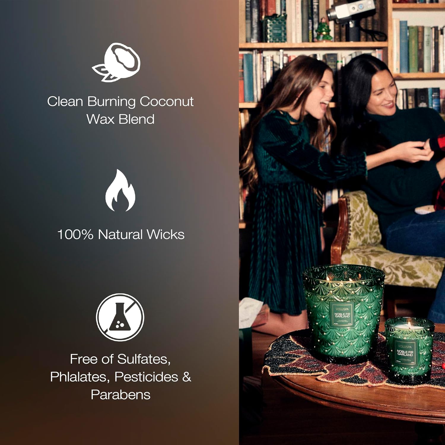 Noble Fir Garland, 3 Wick Hearth Candle, 38 Oz, 80 Hour Burn Time, Coconut Wax Blend, Christmas Scented Candles For Home, Handcrafted In The Usa