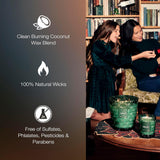 Noble Fir Garland, 3 Wick Hearth Candle, 38 Oz, 80 Hour Burn Time, Coconut Wax Blend, Christmas Scented Candles For Home, Handcrafted In The Usa