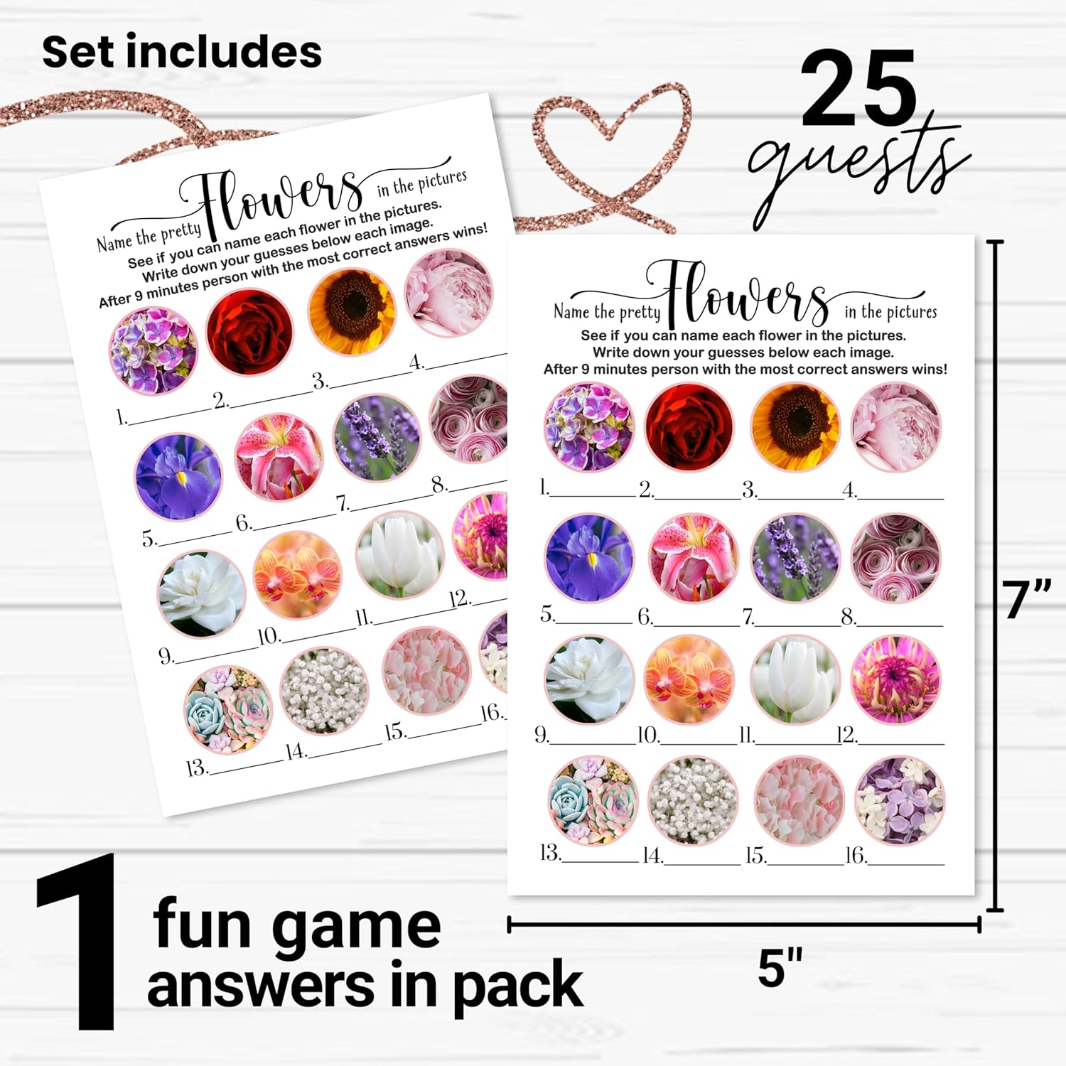 Black And White Bridal Shower Games - 25 Cards - Guess The Flowers Activity - Unique & Fun For Engagements, Rehearsal Dinners, Birthdays & Anniversaries - Love In Bloom Design
