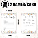 Wild Floral Baby Shower Game - Wishes For Baby,Prediction And Advice - 2 Games,30 Pcs Double Sided Theme Game Cards For Boy Girl, Gender Reveal Game, Baby Shower Favor And Decorations - A01