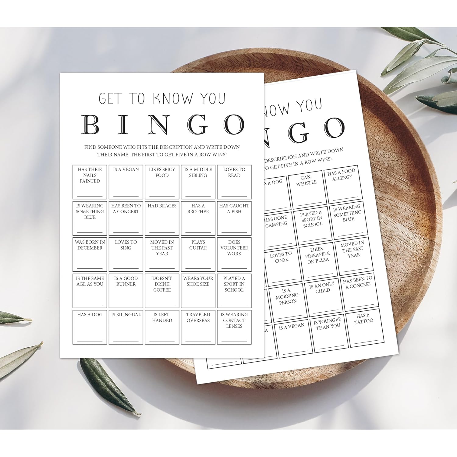 Get To Know You Bingo Cards, Find Someone Icebreaker Game - Set Of 30