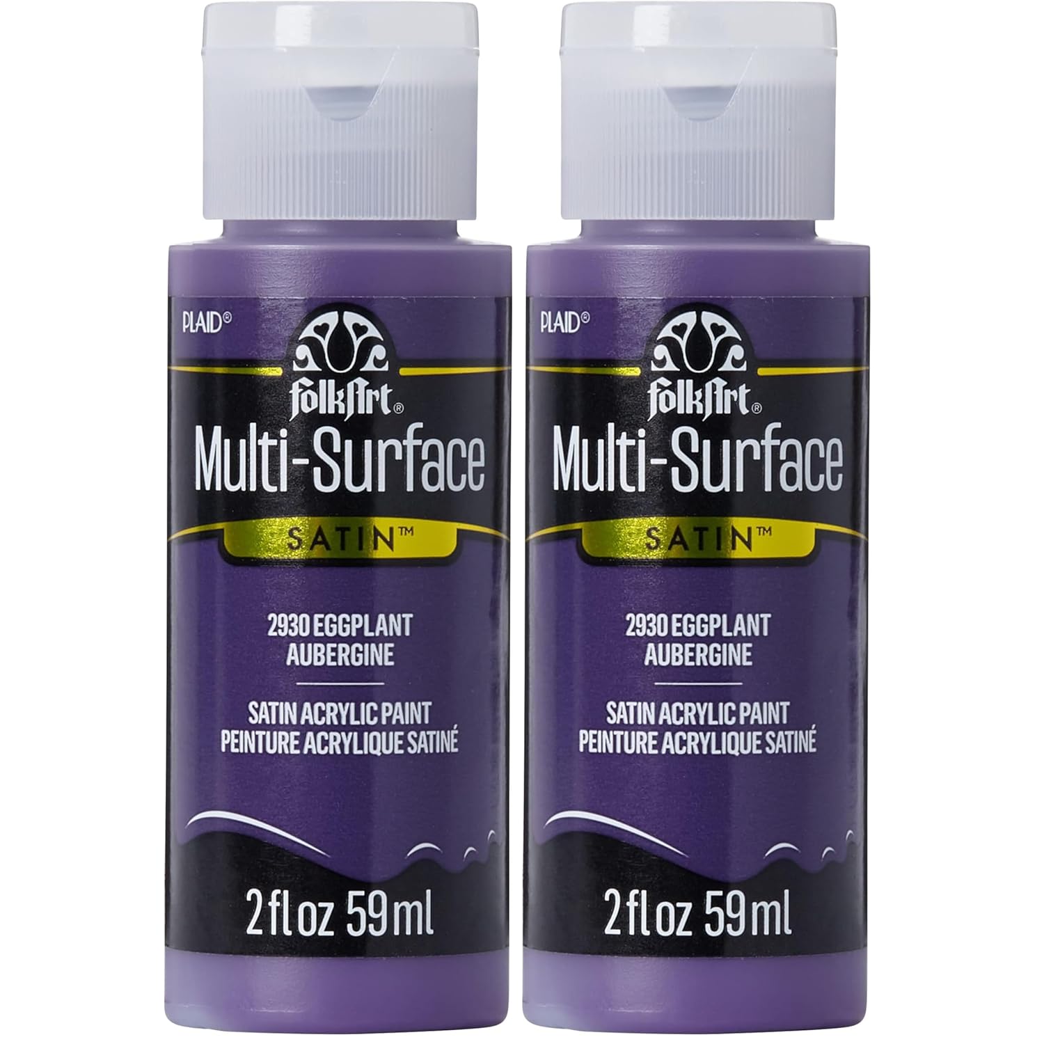FolkArt Multi-Surface Paint in Assorted Colors (2 oz), 2930, Eggplant (Pack of 2)