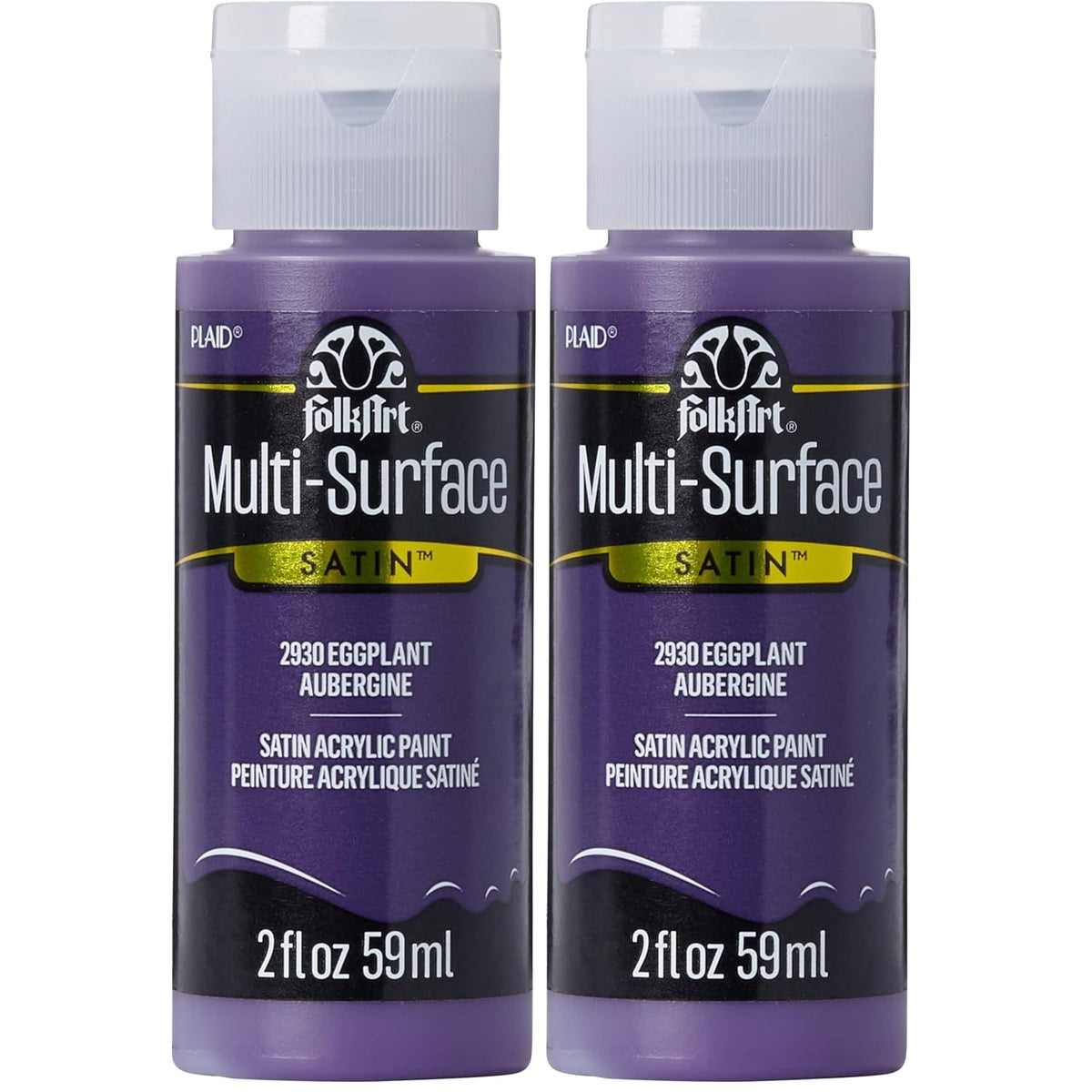 FolkArt Multi-Surface Paint in Assorted Colors (2 oz), 2930, Eggplant (Pack of 2)