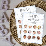 Boy Or Girls Photo Guess Baby Shower Game Cards, Fun Games For Boy Or Girl, Gender Neutral Modern Minimal Design, Party Activities, 30 Game Cards + 1 Answer Card 5X7 Inches (Blue) - A08