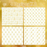 Ring Gift Wrapping Paper, 12 Sheets Engagement Ring Gift Wrap Gold Love Wrapping Paper With Mr & Mrs Design For Bridal Shower Anniversary Engagement Valentine'S Day Birthday, 19.7'' X 27.6''