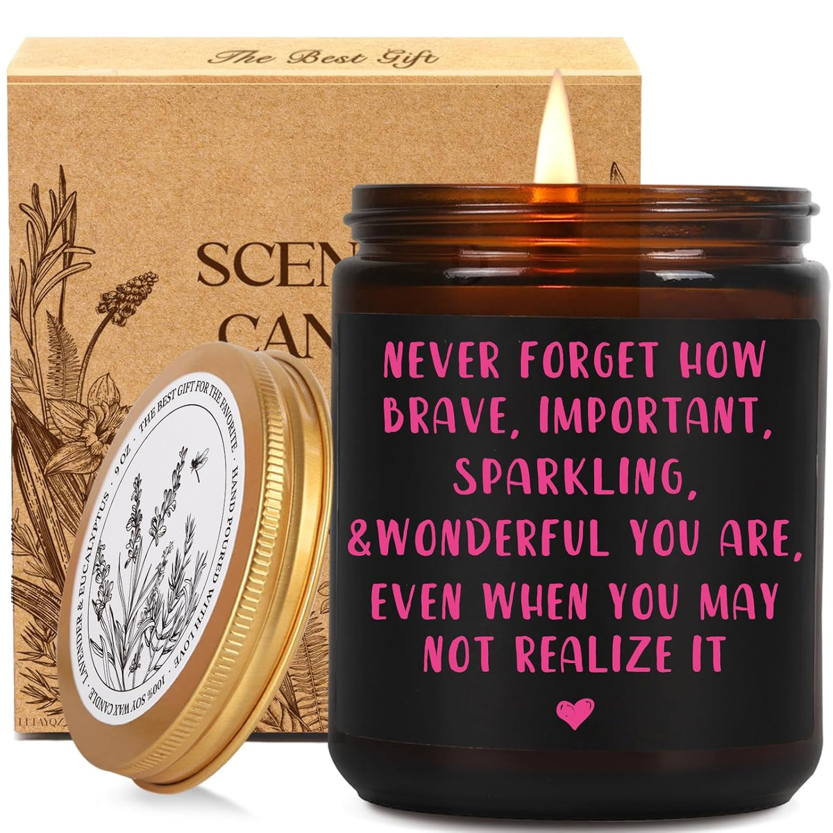 Inspirational Scented Candles Gifts For Women, Birthday & Thinking Of You Candle Gift For Her, Encouragement/Get Well Soon/Cheer Up/Positive Gifts For Friends, Coworker, Sister, Natural Soy Candle-33
