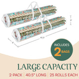 Wrapping Paper Storage - Set Of 2 Organizers For 50 Rolls Of Gift Wrap - Clear Totes With Handles For Holiday, Christmas, Or Any Occasion By