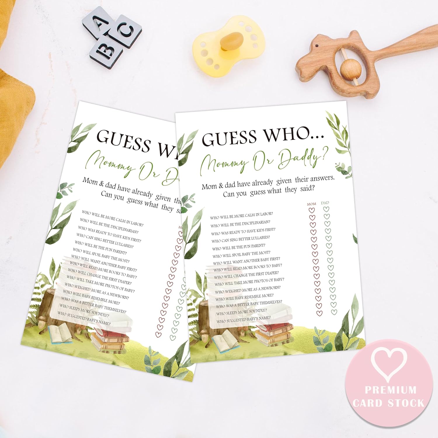 Storybook Guess Who Mommy Or Daddy Game, Baby Shower Game, Pack Of 30 Game Cards, Gender Neutral Boy Or Girl, Fun Baby Game And Activity - Fa59