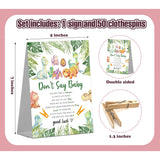 Mq-1-10: Jungle Dinosaur Baby Shower Game Sign With 50 Mini Clothespins For Gender Reveal Party Decorations