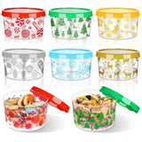 6 Pcs Christmas Cookie Storage Buckets With Lids Decorative Christmas Themed Plastic Bucket Stackable Snack Container Cookie Jars Winter Candy Containers For Holiday Baked Goods Gift Giving