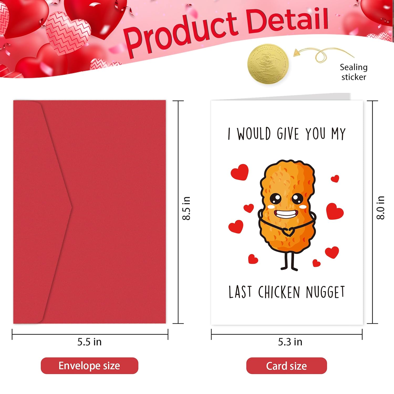 Funny Anniversary Card For Her Him - I Would Give You My Last Chicken Nugget - Cute Food Valentine'S Day Card For Husband Wife Boyfriend Girlfriend