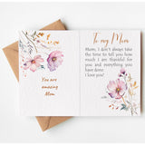 Mothers Day Card For Mom From Daughter, Son – 5X7 Folded Greeting Card With Envelope & Sticker – Sweet, Heartfelt & Premium 350Gsm Cardstock – Birthday, Christmas, Thanksgiving, Valentines Gift For Mom