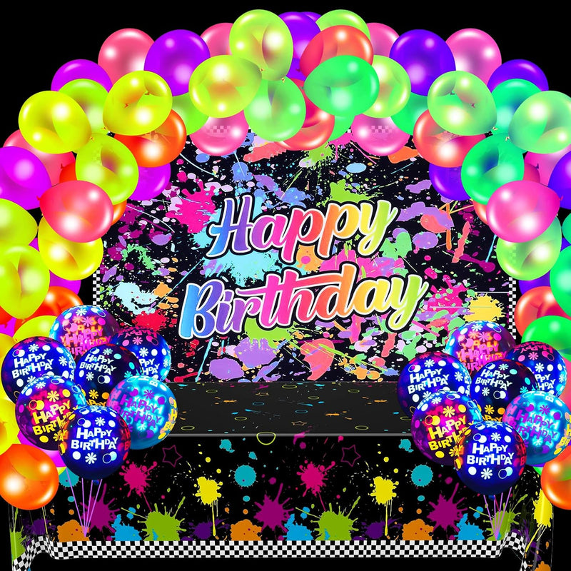 126 Pieces Neno Glow In The Dark Birthday Party Supplies Includes Graf