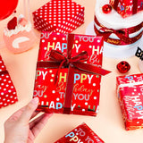 Reversible Red Birthday Wrapping Paper Roll - 17 Inch X 33 Feet - Glitter Happy Birthday Lettering Metallic Foil Paper Boy Gift Wrap W/Polka Dot For Party Father'S Day Halloween'S Day