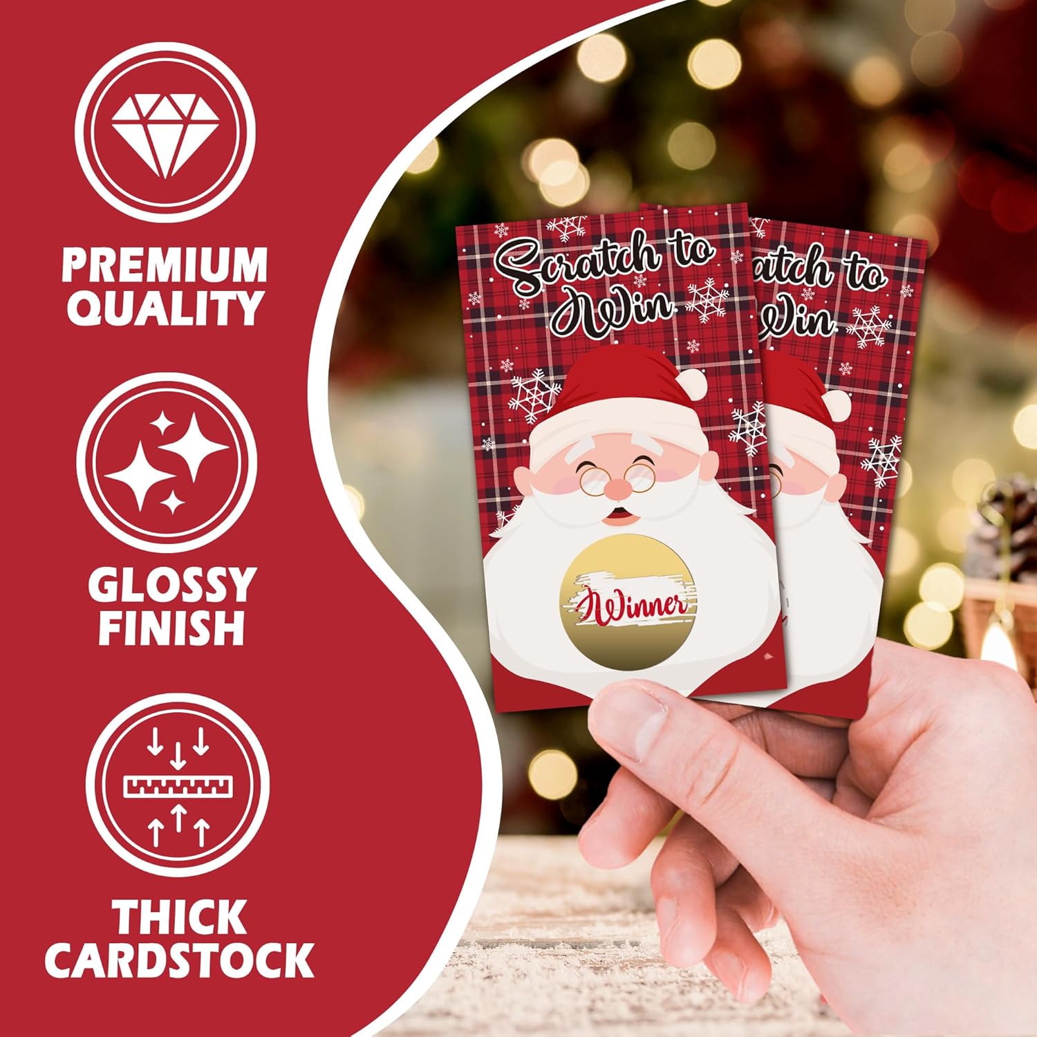 Christmas Scratch Off Cards, 50Pcs Xmas Santa Scratch To Win Cards, Christmas Party Game For Ice Breaker Activity, Groups Events Game, Holiday Birthday Party Supplies(3.5X2.1 Inches)-A02