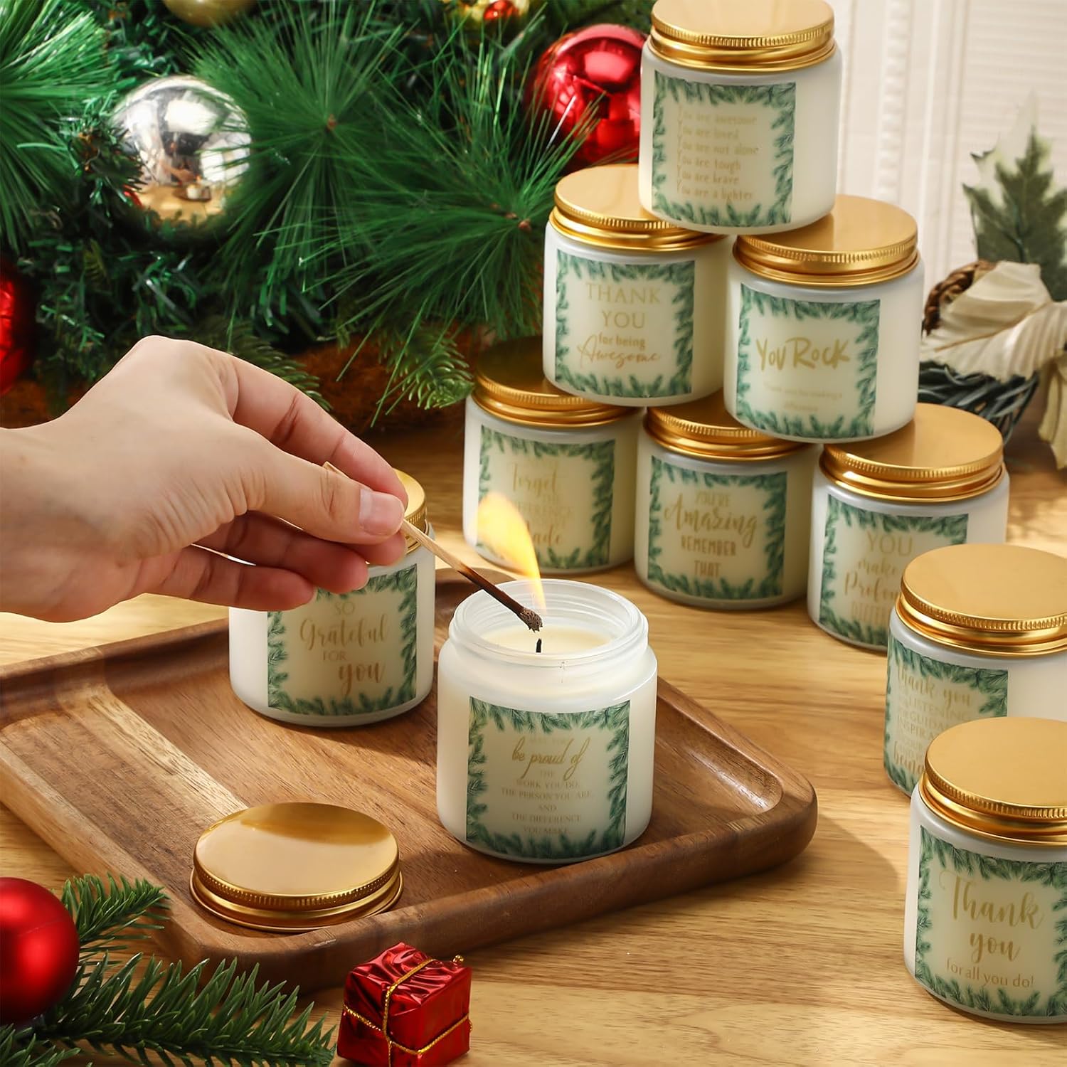 10 Set Thank You Candles Gift Bulk For Women Men 3.5 Oz Employee Appreciation Gifts Soy Wax Inspirational Scented Jar Candles For Staff Team Office Worker Coworkers Volunteers Teacher