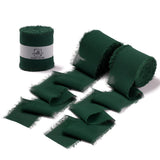 Dark Green Chiffon Ribbon For Flower Bouquet, 2" X21Yd Fabric Ribbon For Gift Wrapping, Handmade Frayed Ribbon For Wedding/Christmas Decorations