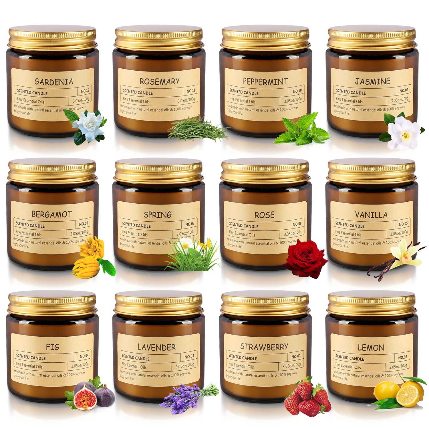 12Pack Scented Candle Set - Aromatherapy Candle Gift Set – Long Lasting Jar Candles For Men| Women, Ideal For Birthdays, Mother'S Day Thanksgiving Gifts