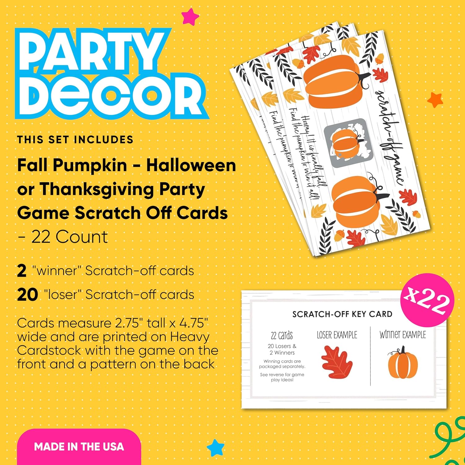 Big Dot of Happiness Fall Pumpkin Scratch Off Game - 22 Count, Ages 3+