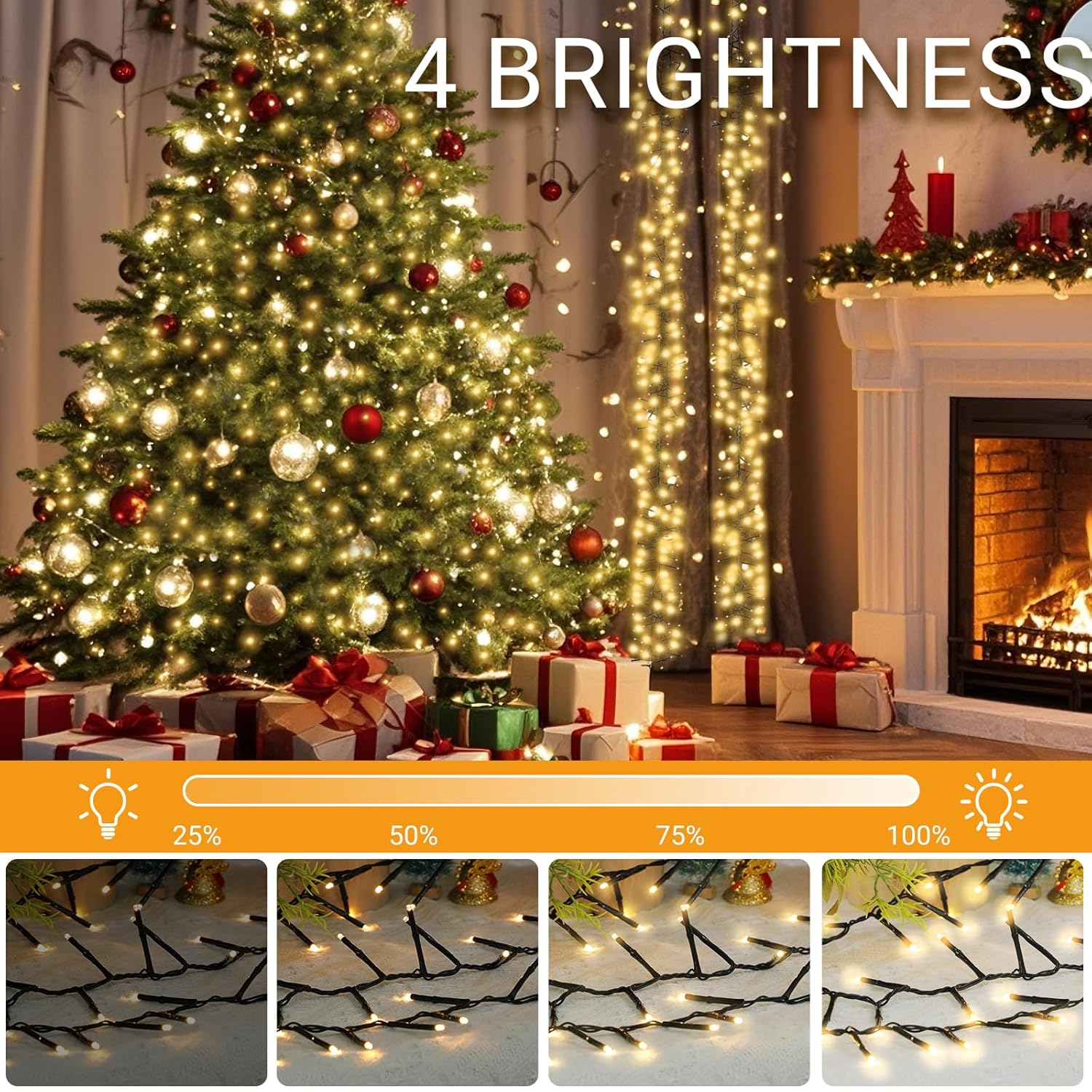 100Ft Christmas Cluster Lights String Lights 1000 Led, Waterproof Plug In Twinkle Fairy Light With Remote For Indoor Out