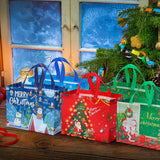 Christmas Gift Bags 36 Pack - Non-Woven Reusable Holiday Gift Bags With Handles, Jumbo Xmas Tote Bags For Christmas Party, Gift Wrapping, New Year Favors & Decorations (12.8X9.8X6.7 Inches)