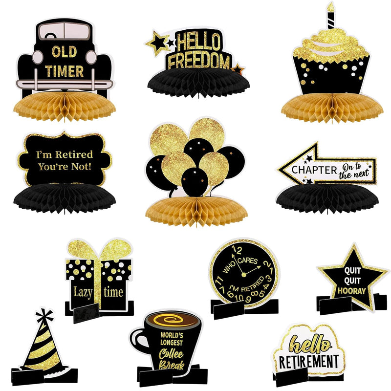 12 Pieces Retirement Party Decorations White Black And Gold Retirement