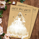 25Pcs Bridal Shower Game Cards Kraft Paper Guess The Dress Wedding Games Fun Romantic Drawing Party Supplies Favors
