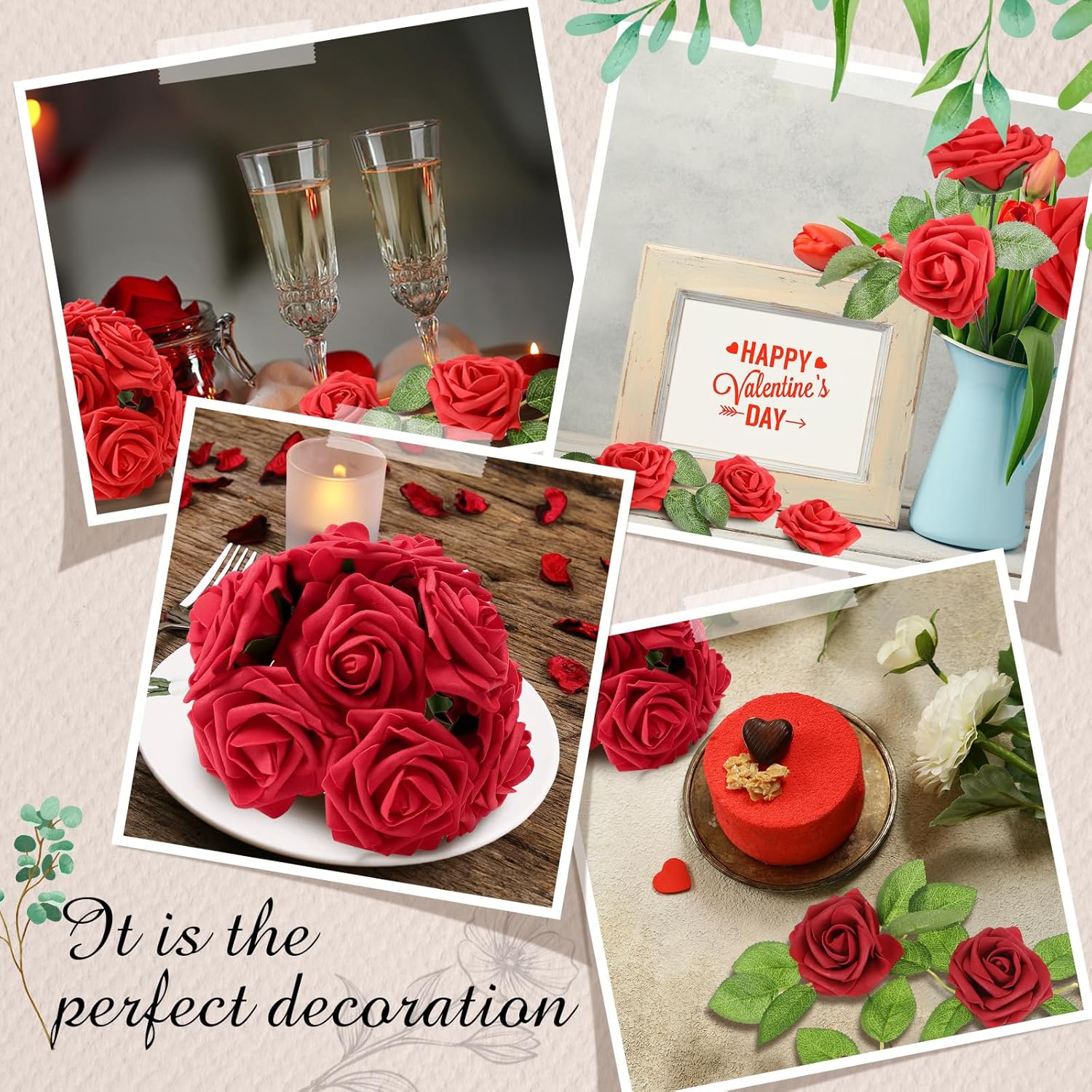 250 Pcs Artificial Roses Flowers Bulk Fake Rose With Stem Faux Bridal Flower Centerpiece For Wedding Valentine'S Day Christmas Tree Decorations Bridal Shower Party Diy Bouquet(Burgundy)