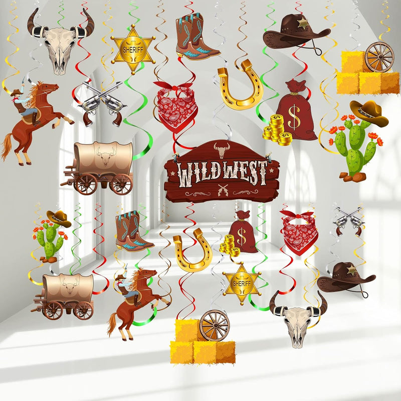 55 Pcs West Cowboy Themed Party Decor Wild Western Theme Party Hanging